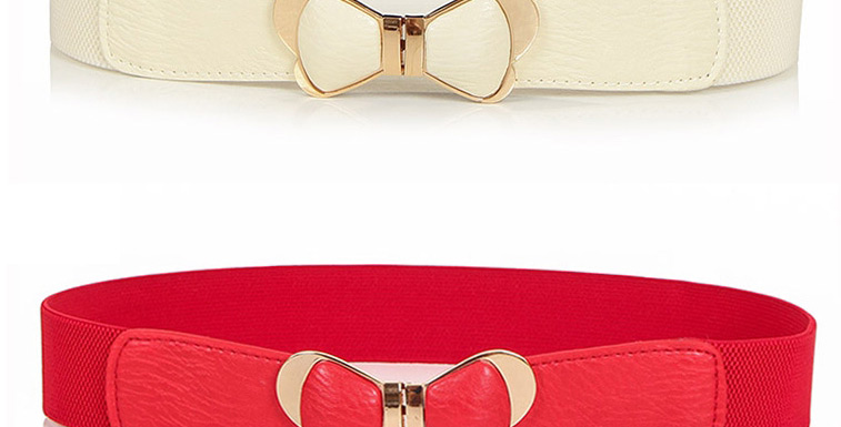 Fashion Apricot Elasticated Butterfly Combined Gold Thin Belt,Thin belts