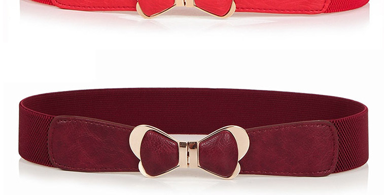 Fashion Red Elasticated Butterfly Combined Gold Thin Belt,Thin belts