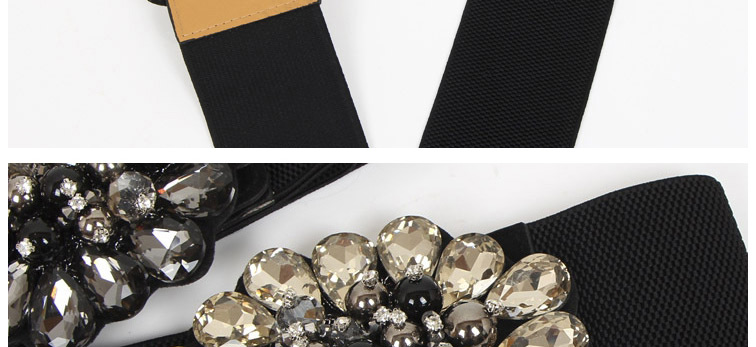 Fashion Black Rhinestone Handmade Beaded Elastic Belt,Wide belts