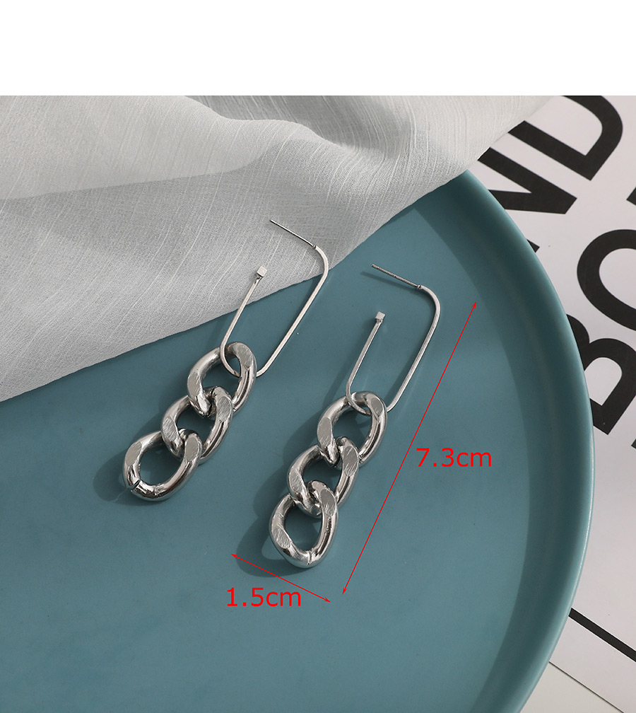 Fashion Silver Alloy Chain Earrings,Drop Earrings