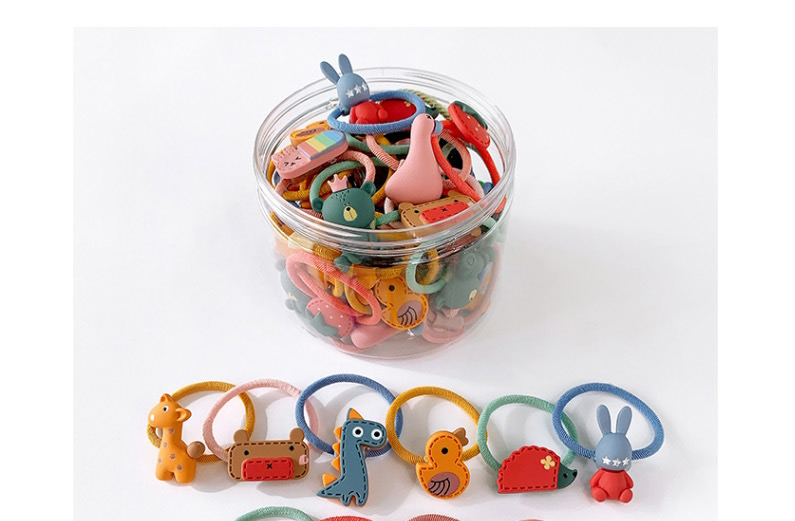 Fashion Box Of 30 Small Flowers And Fruits Resin Fruit Animal High Elastic Children Hair Rope Set,Kids Accessories