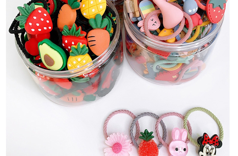 Fashion 20 Pieces Of Cute Animals In A Box Resin Fruit Animal High Elasticity Childrens Hair Rope Set,Kids Accessories