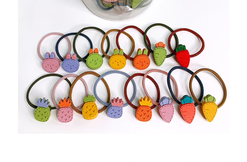 Fashion Box Of 30 Cartoon Fruits Resin Fruit Animal High Elasticity Childrens Hair Rope Set,Kids Accessories