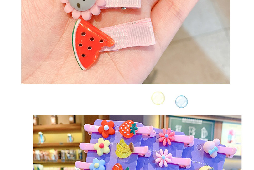 Fashion 20 Pieces Of Fruit + Rainbow Resin Flower Animal Fruit Alloy Children Hairpin Set,Kids Accessories