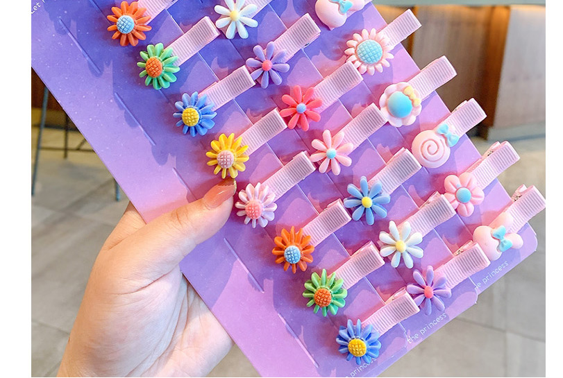 Fashion 20 Pieces Of Fruit + Rainbow Resin Flower Animal Fruit Alloy Children Hairpin Set,Kids Accessories