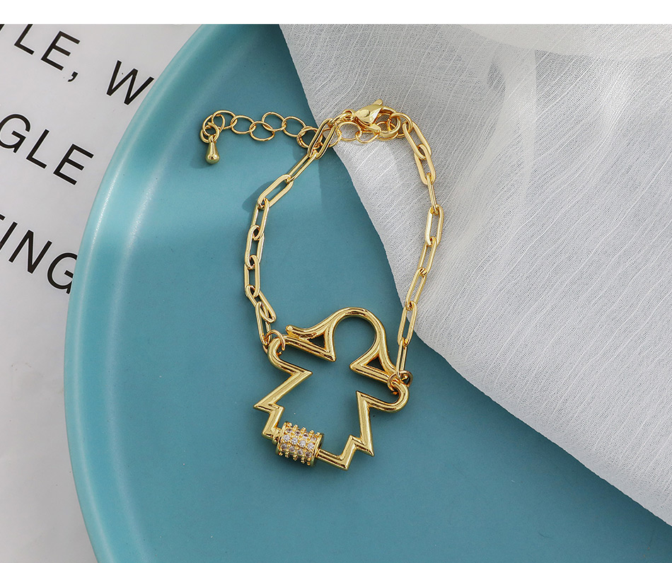 Fashion Golden Copper Inlaid Zircon Girl Thick Chain Bracelet,Bracelets
