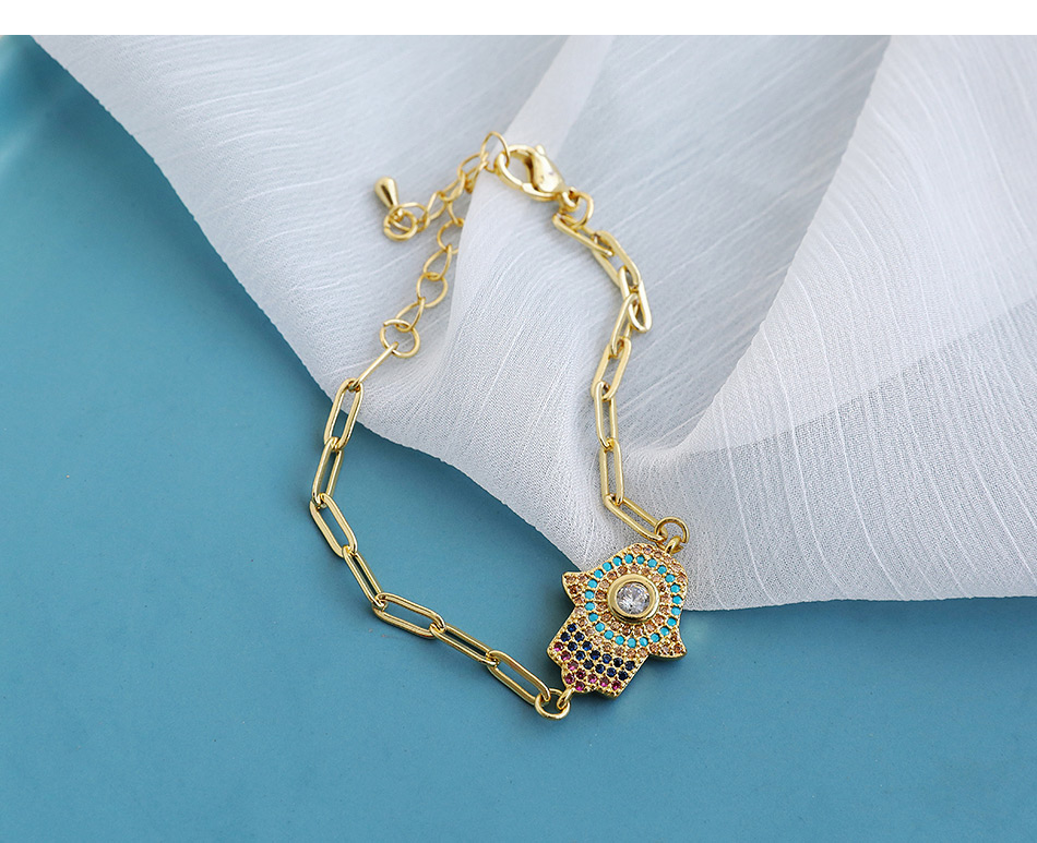 Fashion Golden Copper Inlaid Zircon Palm Fine Chain Bracelet,Bracelets