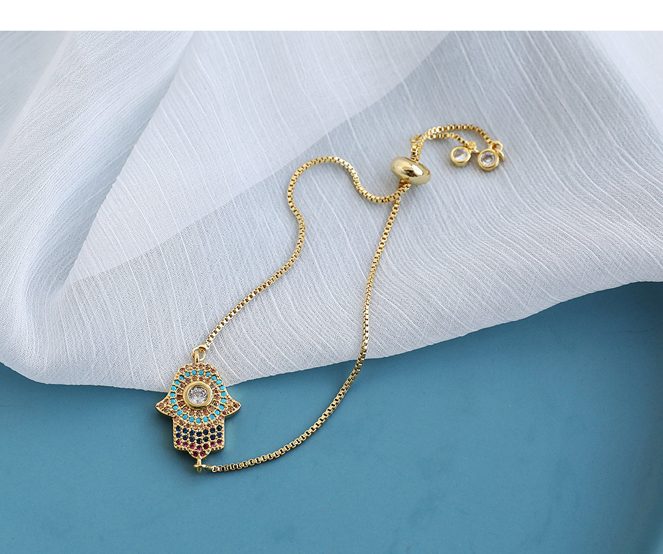 Fashion Golden Copper Inlaid Zircon Palm Thick Chain Bracelet,Bracelets