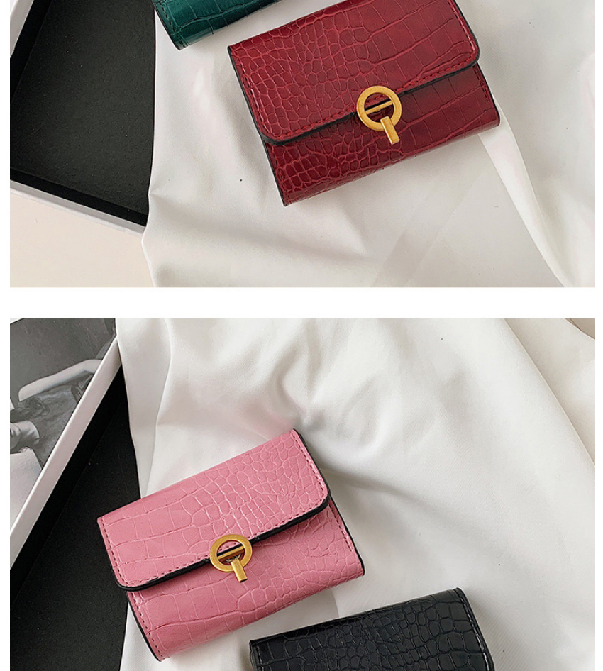 Fashion Pink Embossed Stone Pattern Lock Solid Color Wallet,Wallet