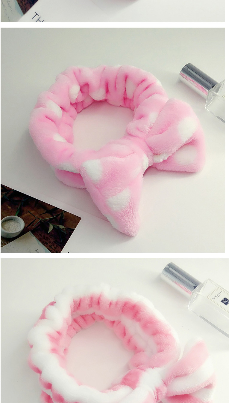 Fashion White Heart Coral Velvet Bow Polka Dot Print Striped Elastic Headband,Hair Ribbons