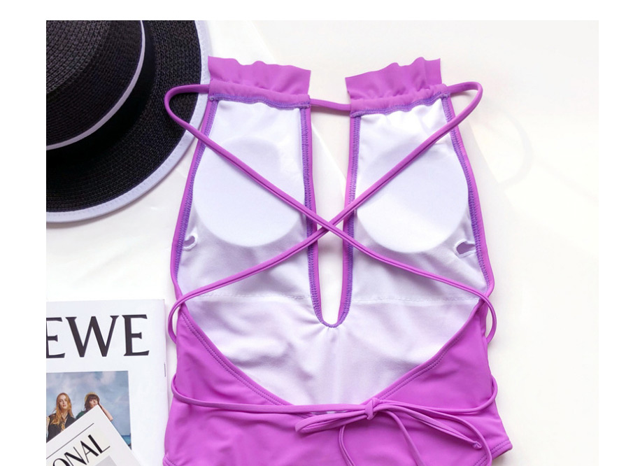 Fashion Printing Strap And Rope Solid Color One-piece Swimsuit,One Pieces
