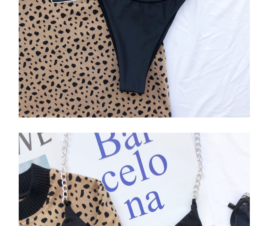 Fashion Black Chain Tie-dye Gradient Tether Split Swimsuit,Bikini Sets