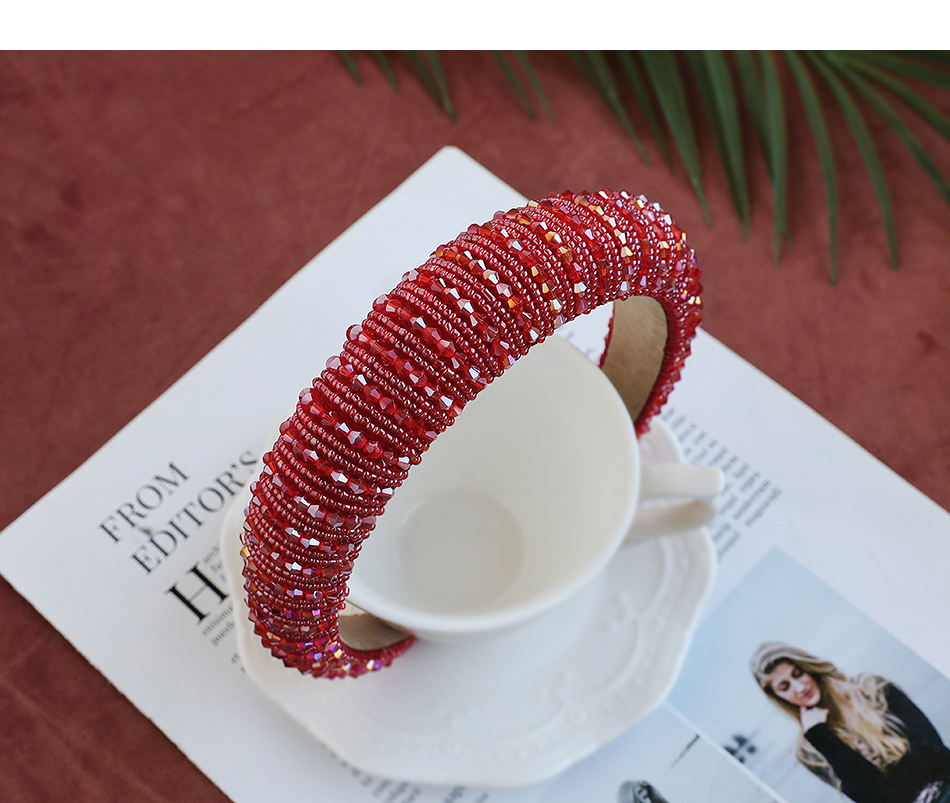 Fashion Red Wine Sponge Pearl Resin Beads Headband,Head Band