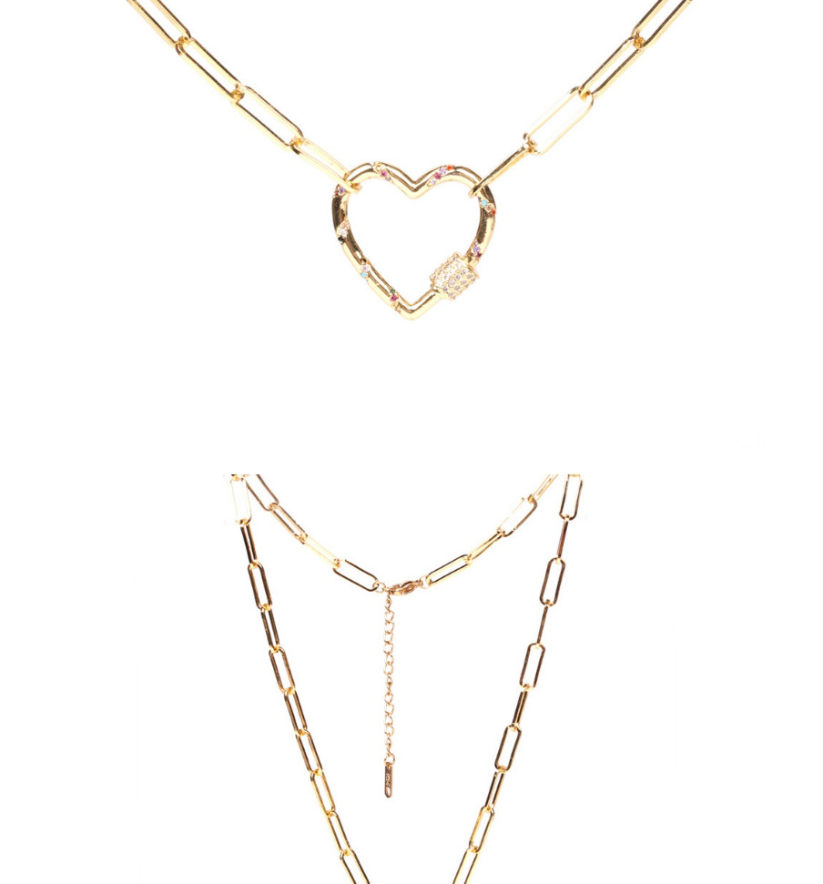 Fashion Irregular -50cm Copper Inlaid Zircon Heart Lock Pendant Thick Chain Necklace,Chains