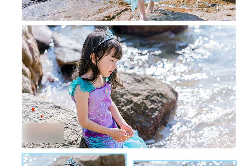 Fashion Mermaid Ruffle Print Contrast Color Mermaid Dress For Children,Kids Swimwear