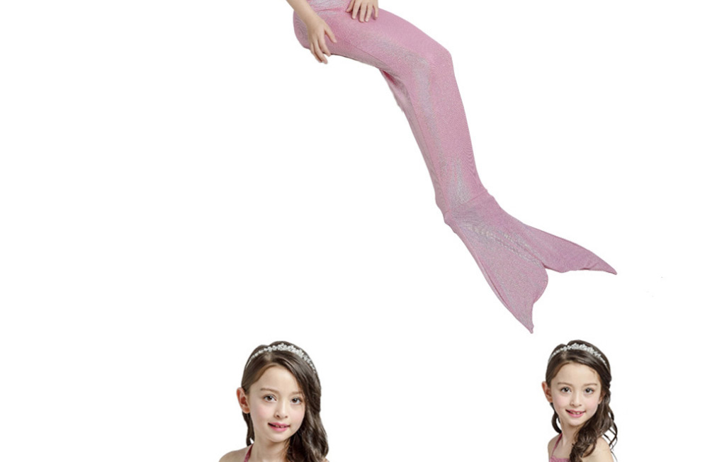 Fashion Pink Mermaid Swimming Dress Halter Folds Childrens Mermaid Split Swimsuit,Kids Swimwear
