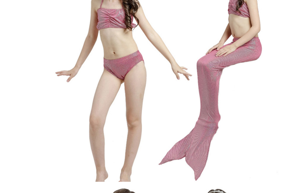 Fashion Plum Red Mermaid Swim Skirt Halter Folds Childrens Mermaid Split Swimsuit,Kids Swimwear