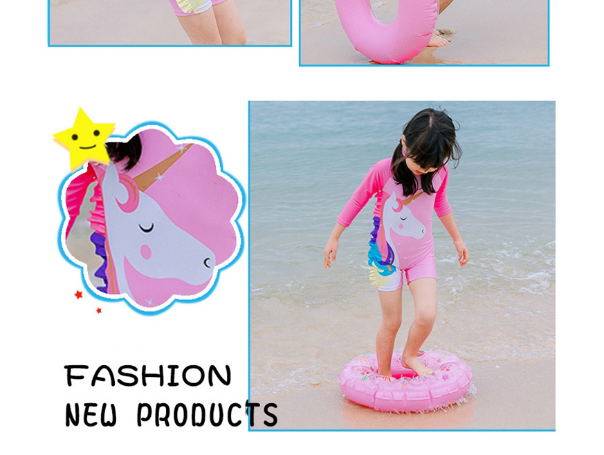 Fashion Unicorn (swimsuit + Hat) Unicorn Print Long Sleeve Childrens One-piece Swimsuit,Kids Swimwear