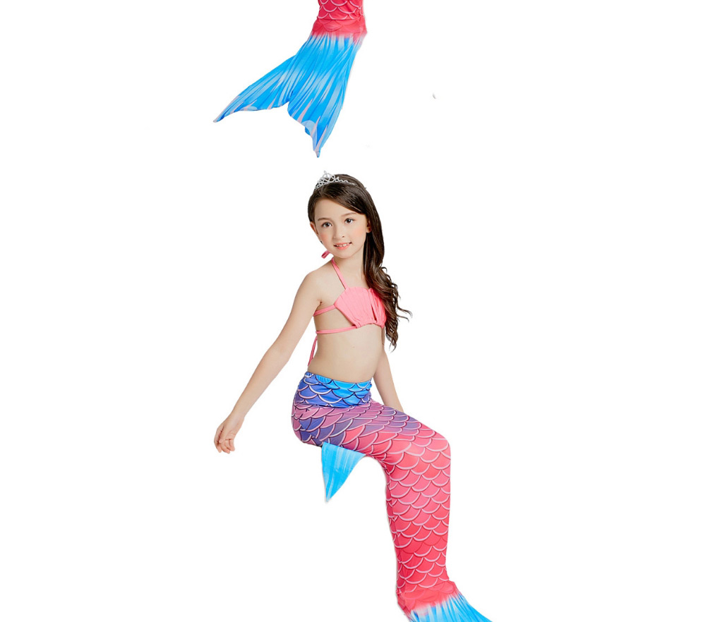 Fashion Random Pattern Mermaid Skirt Printed Shell Kids Mermaid Split Swimsuit,Kids Swimwear