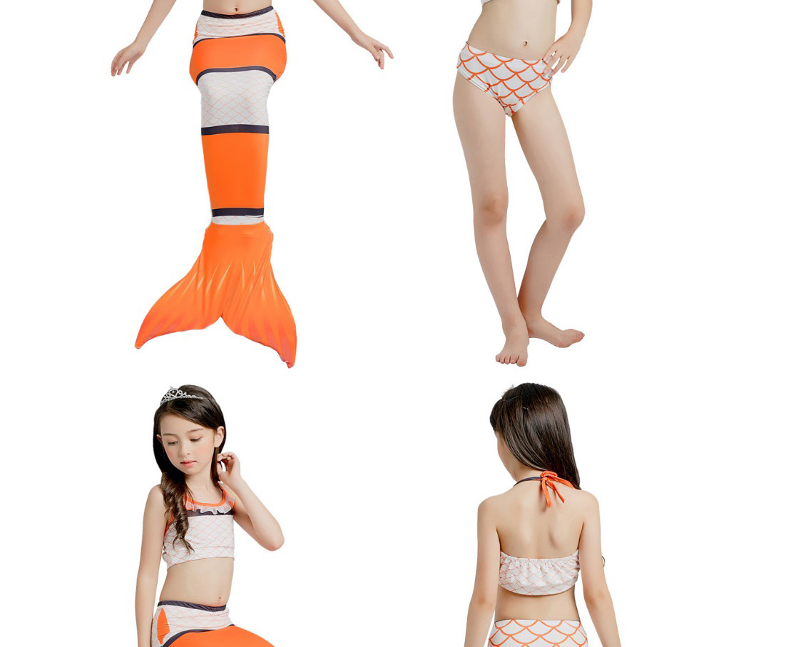 Fashion Sky Blue Mermaid Dress Striped Print Childrens Mermaid Split Swimsuit,Kids Swimwear
