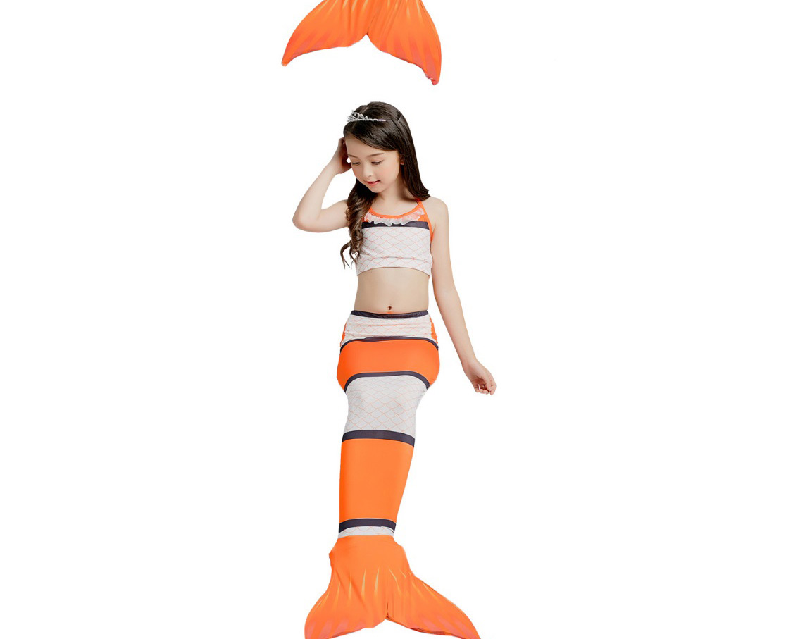 Fashion Colorful Pattern Mermaid Skirt Striped Print Childrens Mermaid Split Swimsuit,Kids Swimwear