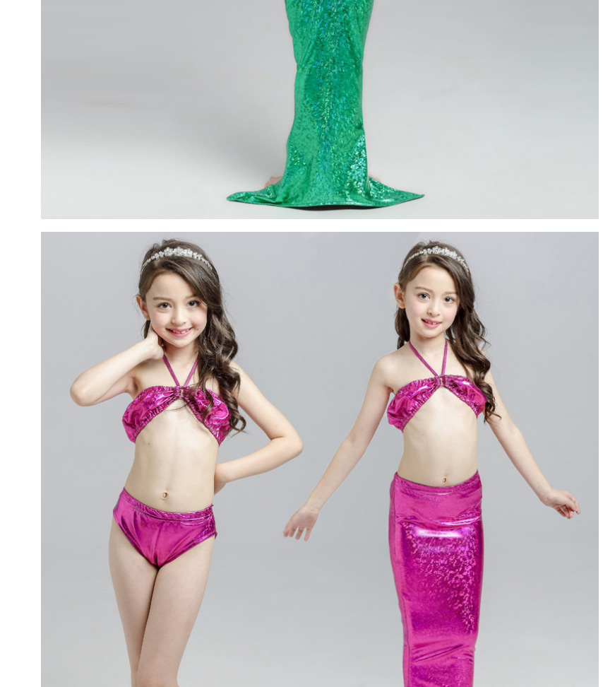 Fashion Green Mermaid Swimming Dress Halter Hollow Childrens Mermaid Split Swimsuit,Kids Swimwear