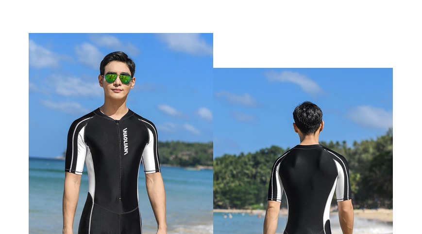Fashion Navy Blue One-piece Long Sleeve Mens Adult Quick-drying One-piece Swimsuit,Kids Swimwear