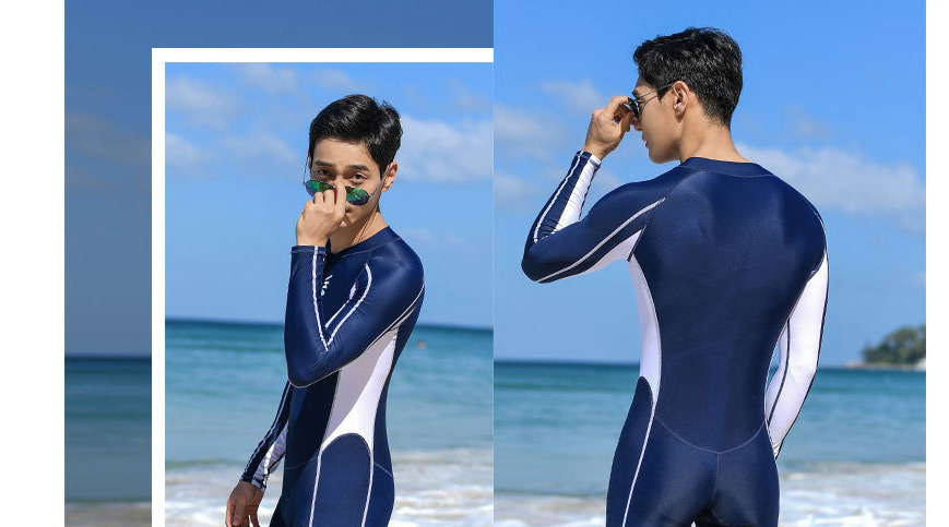 Fashion Navy Blue One-piece Short Sleeve Mens Adult Quick-drying One-piece Swimsuit,Kids Swimwear