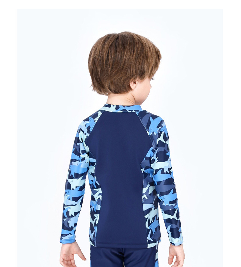 Fashion Camouflage Shark Children Camouflage Shark Long Sleeve Split Swimsuit,Kids Swimwear