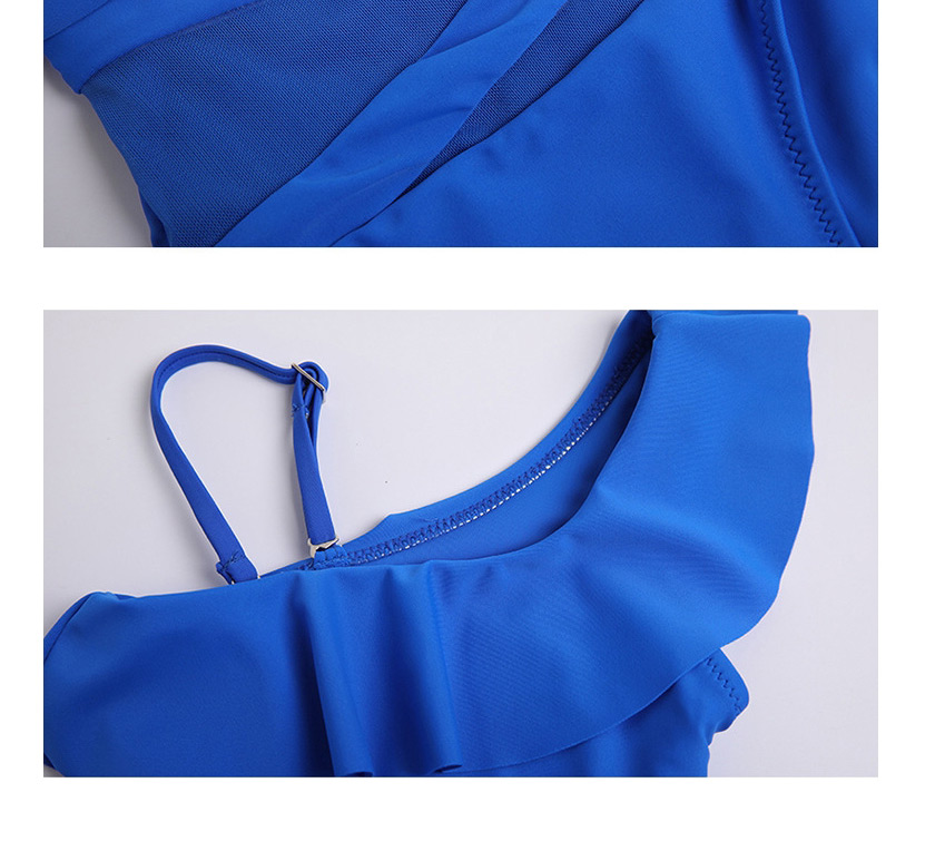 Fashion Blue Childrens One-piece Lace Rotator Sleeve Swimsuit,Kids Swimwear