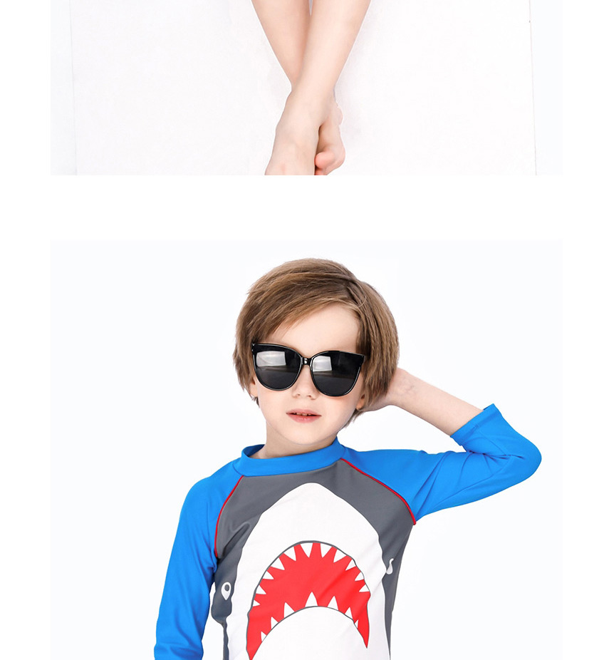 Fashion Great Mouth Shark Split Childrens Long-sleeved Shark Shorts And Hooded Swimsuit,Kids Swimwear