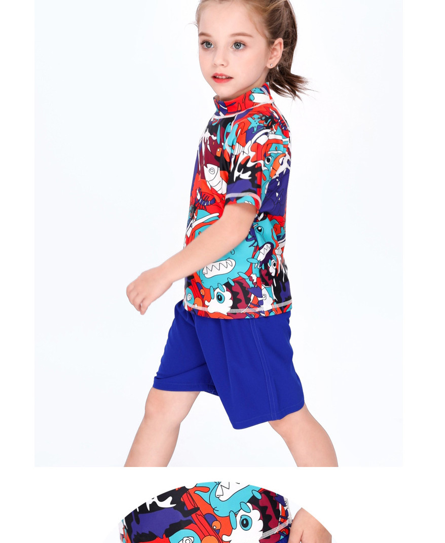 Fashion Light Blue Childrens Five-point Quick-drying Swimming Trunks,Kids Swimwear