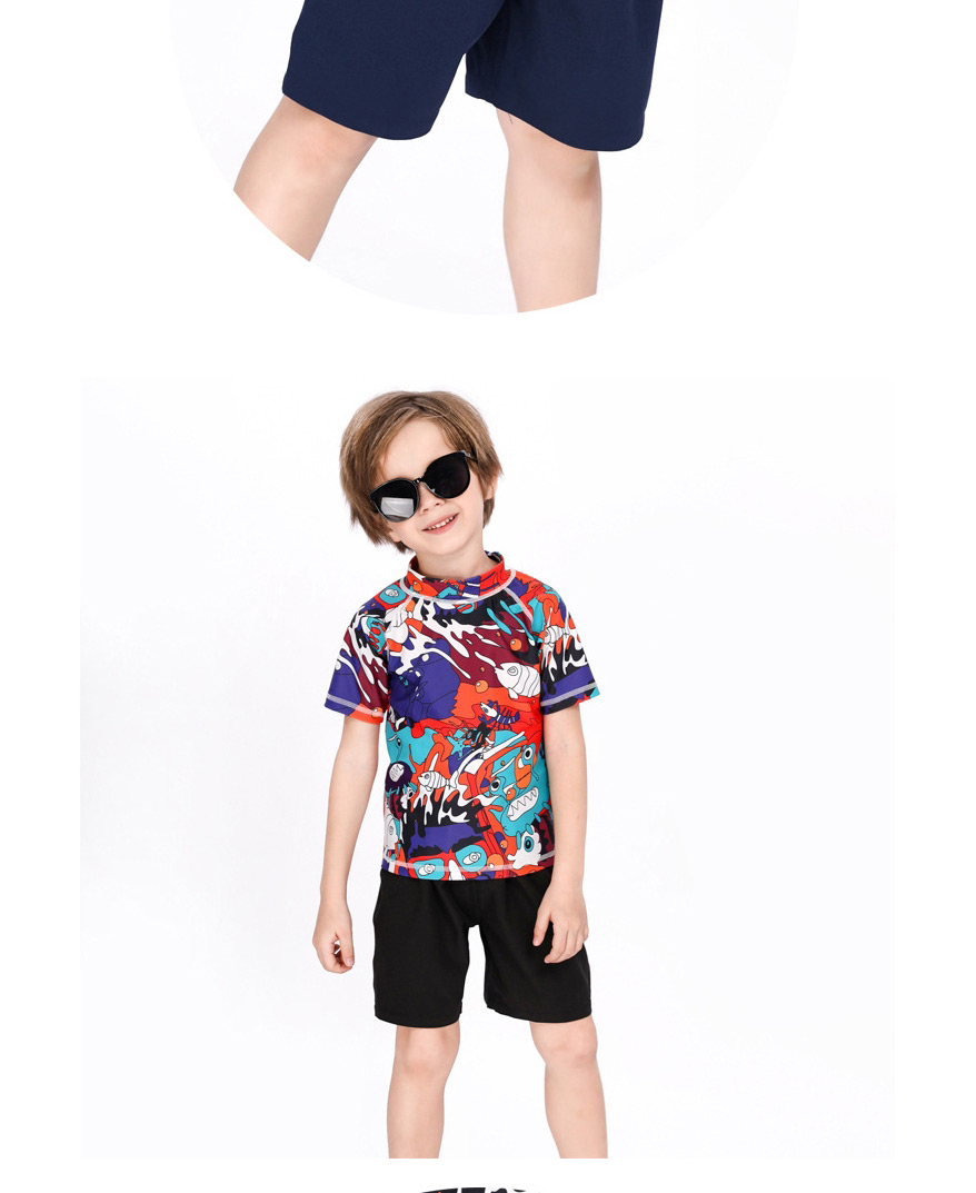 Fashion Royal Blue Childrens Five-point Quick-drying Swimming Trunks,Kids Swimwear