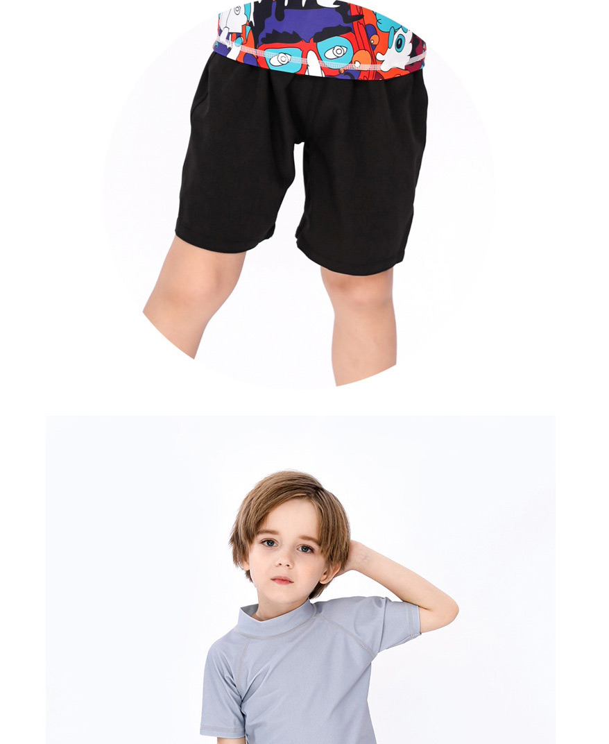 Fashion Gray Childrens Five-point Quick-drying Swimming Trunks,Kids Swimwear
