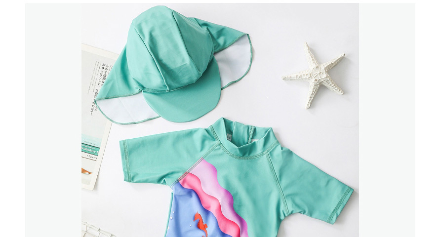 Fashion Color Underwater Ink Childrens Color Seabed Pattern One-piece Swimsuit,Kids Swimwear