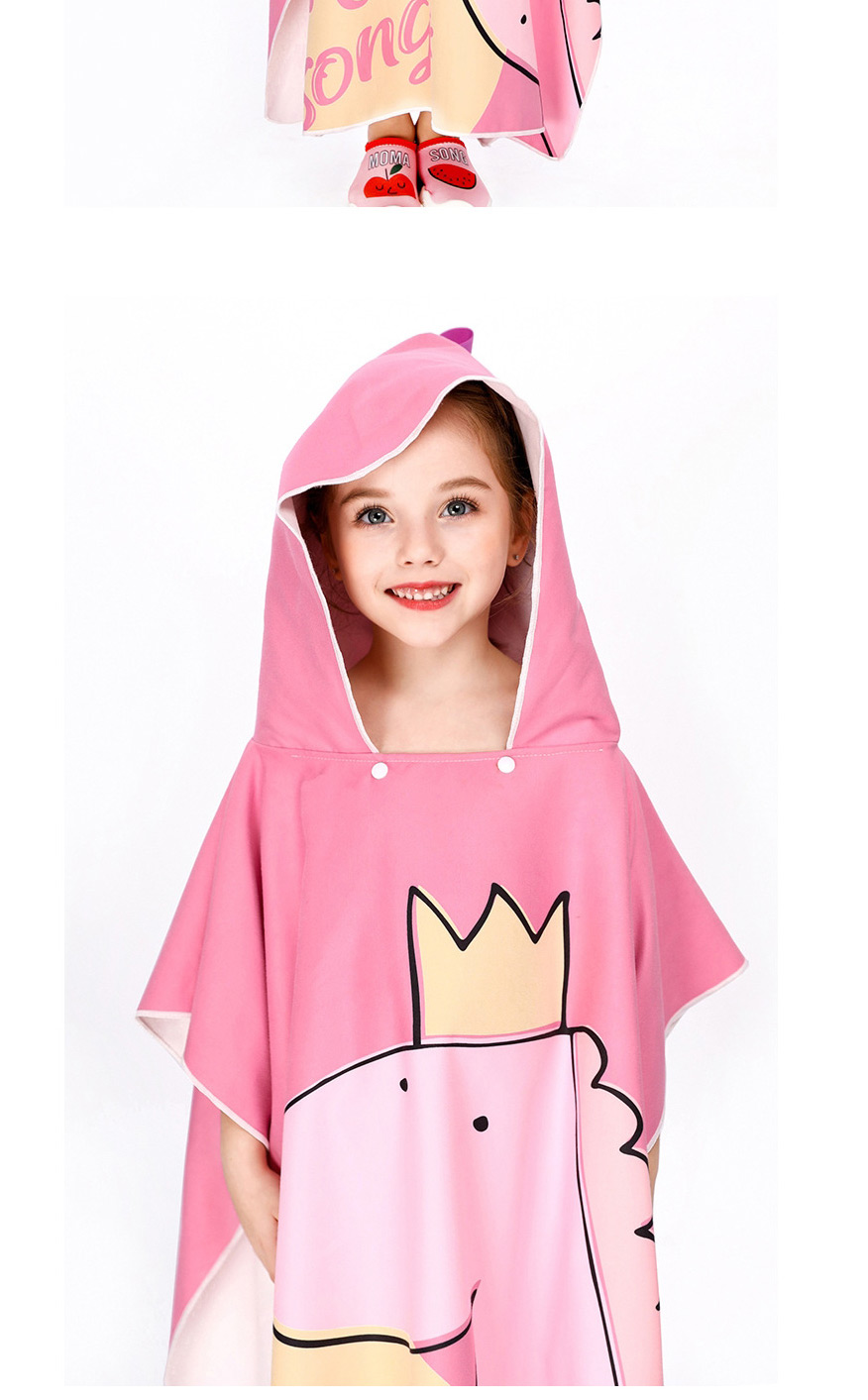 Fashion Pink Dinosaur Microfiber Cartoon Print Childrens Hooded Bath Towel,Kids Swimwear