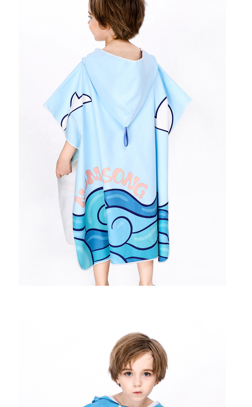 Fashion Polar Bear Microfiber Cartoon Print Childrens Hooded Bath Towel,Kids Swimwear