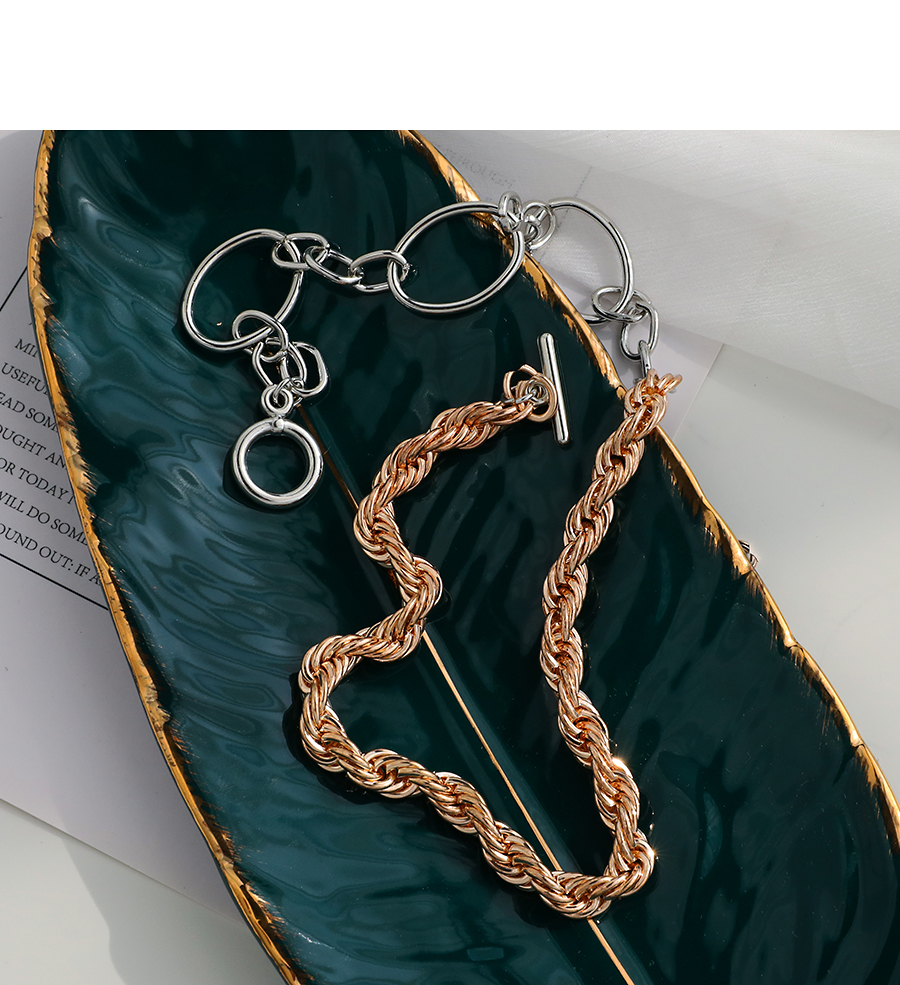 Fashion Golden Alloy Stitching Chain Necklace,Chains