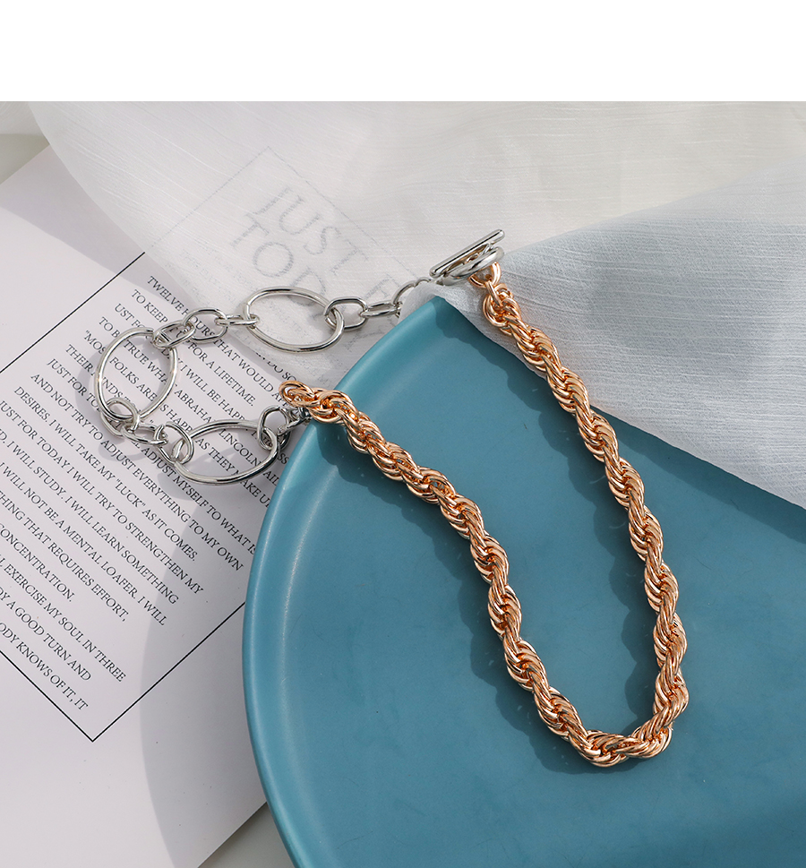 Fashion Golden Alloy Stitching Chain Necklace,Chains