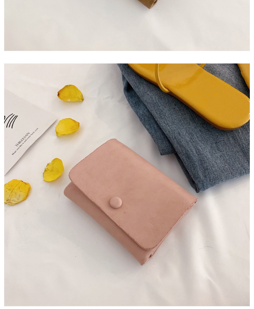 Fashion Pink Flap Solid Color Short Wallet,Wallet