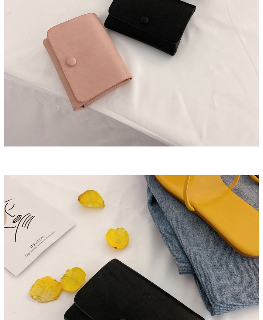 Fashion Khaki Flap Solid Color Short Wallet,Wallet