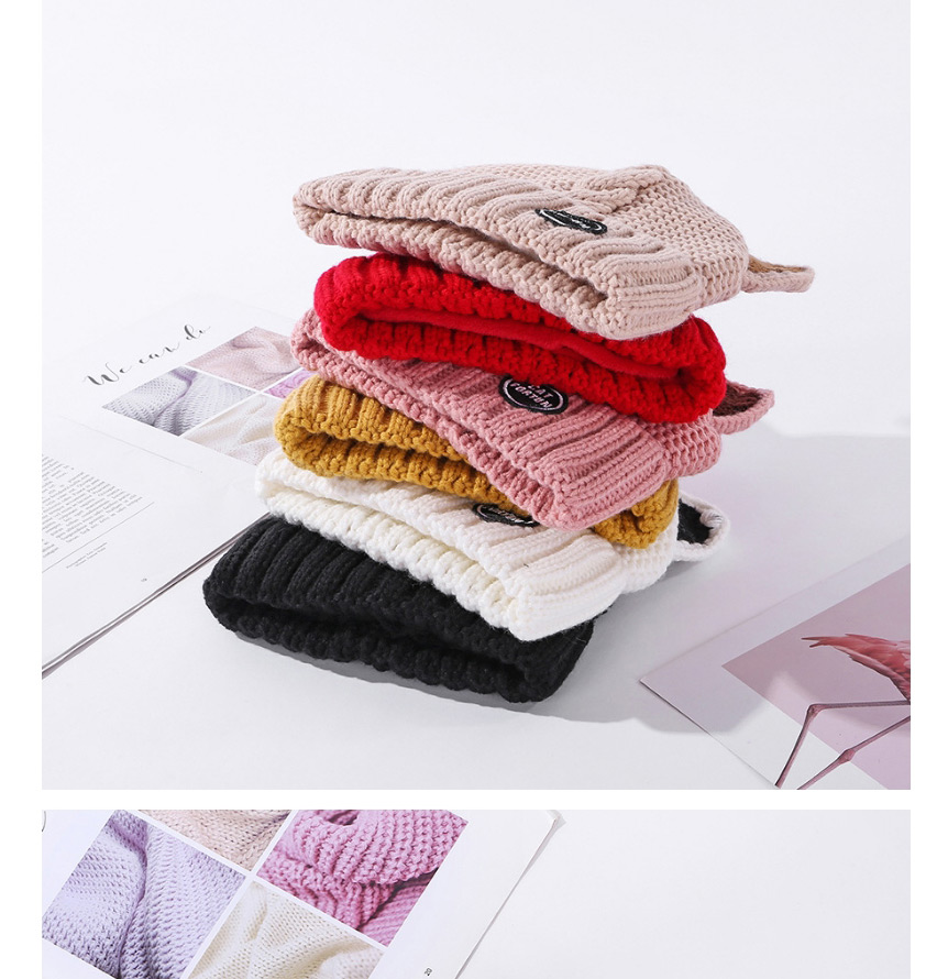 Fashion White Plush Padded Patch Letter Knitted Cat Ear Woolen Hat,Knitting Wool Hats
