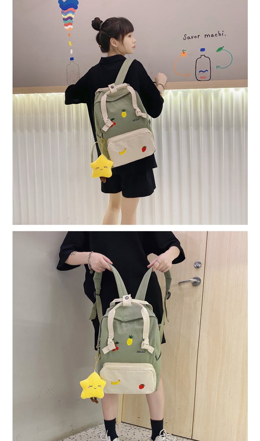 Fashion Beige White Star Pendant Embroidered Fruit Nylon Backpack,Backpack