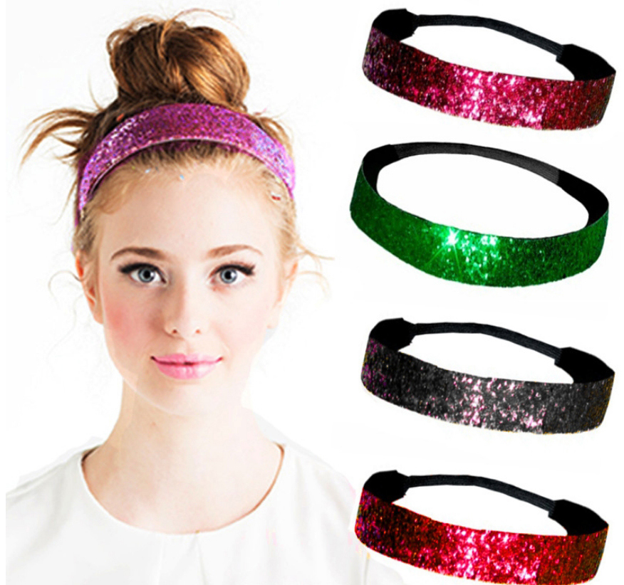 Fashion Rose Red Sequined Elastic Headband,Hair Ribbons