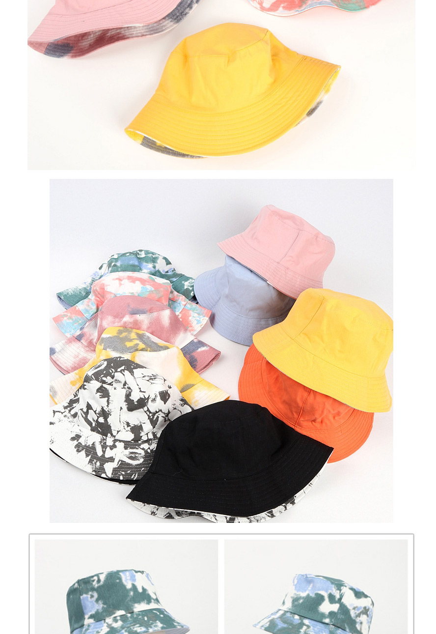 Fashion Yellow And Gray Tie-dye-double-sided Wear Tie-dye Double-sided Fisherman Hat,Sun Hats