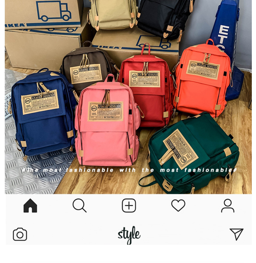 Fashion Pink Oxford Cloth Letter Label Backpack,Backpack