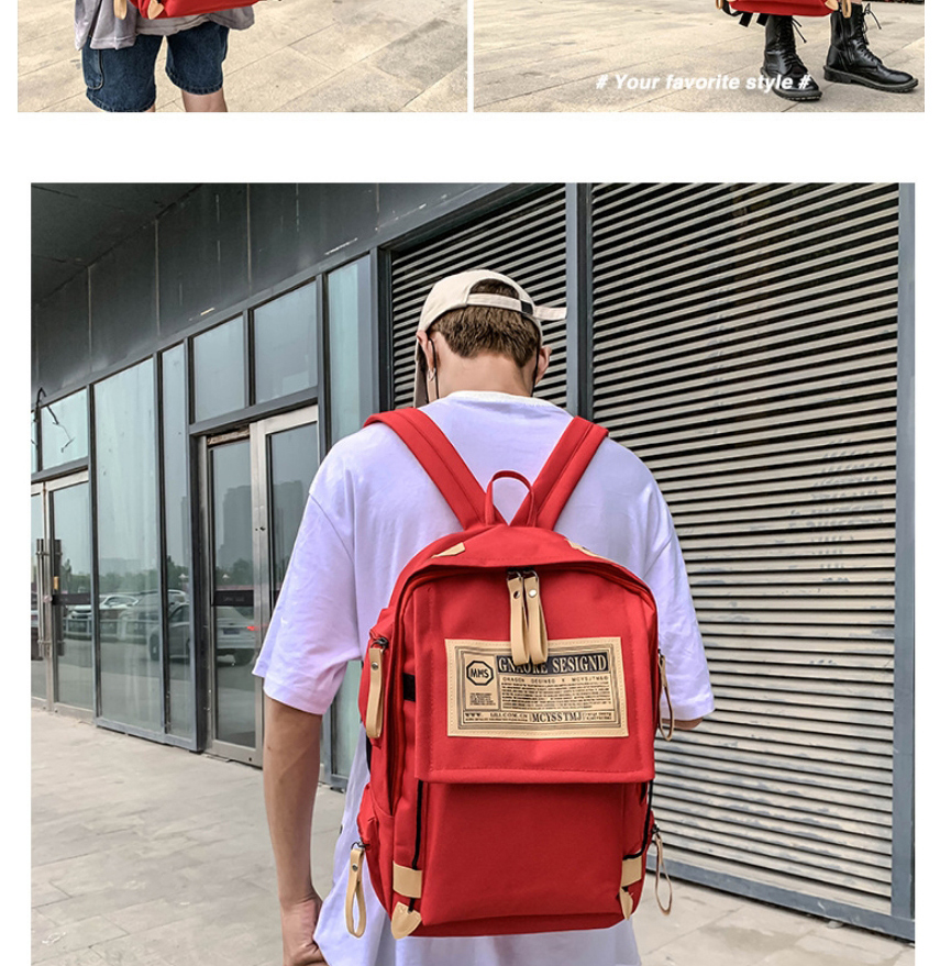 Fashion Red Oxford Cloth Letter Label Backpack,Backpack