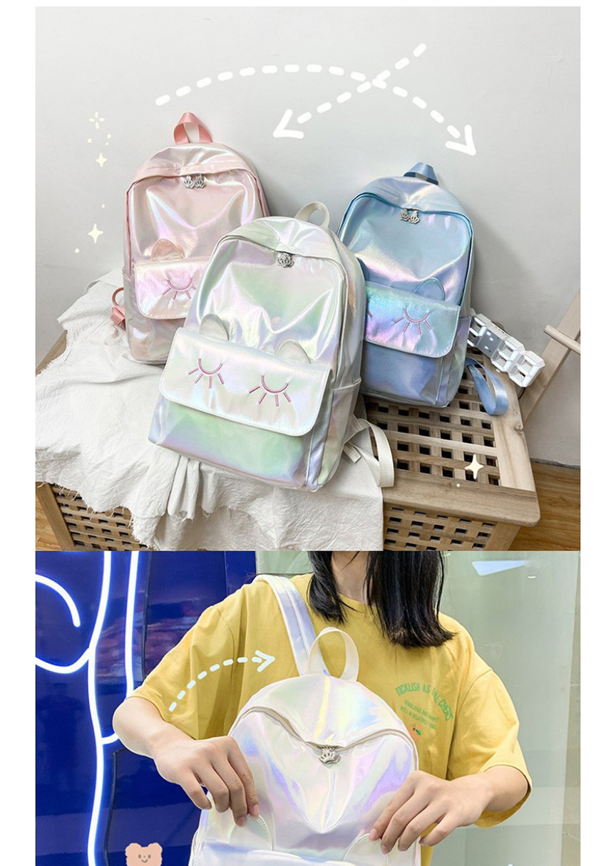 Fashion White Cat Gradient Laser Backpack,Backpack