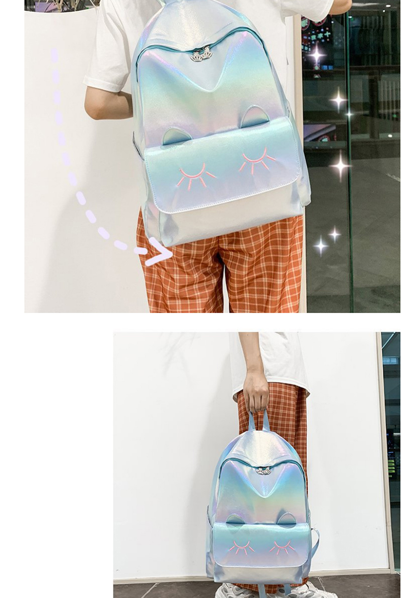 Fashion Blue Cat Gradient Laser Backpack,Backpack