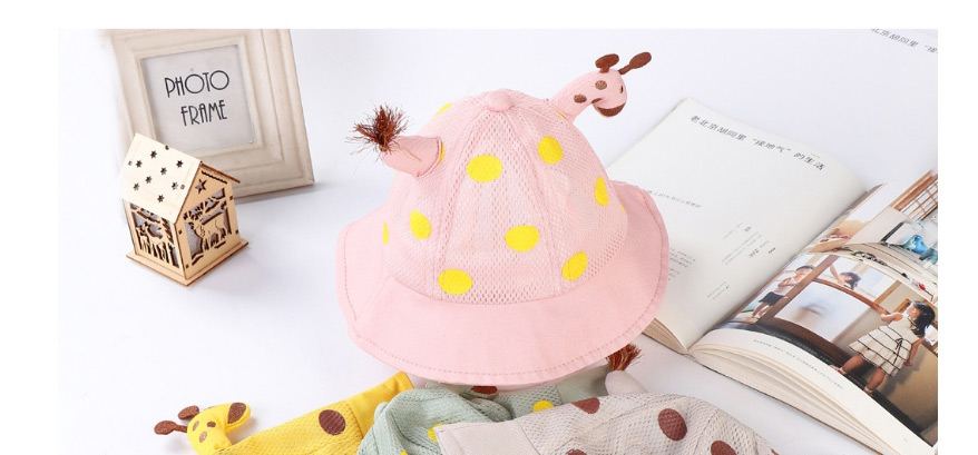 Fashion Yellow Giraffe Polka Dot Printed Mesh Sunscreen Childrens Fisherman Hat,Children